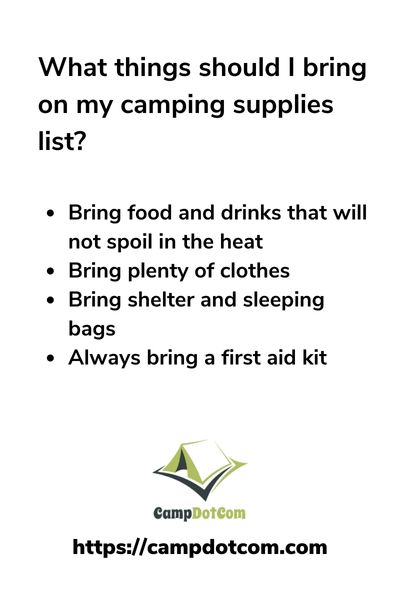 what things should i bring on my camping supplies list