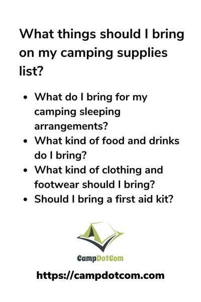 what things should i bring on my camping supplies list