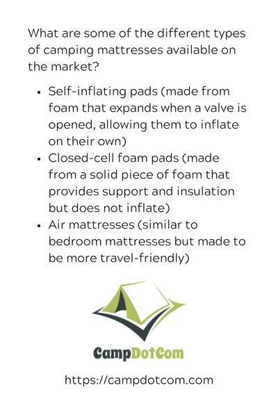 what are some of the different types of camping mattresses available on the market?