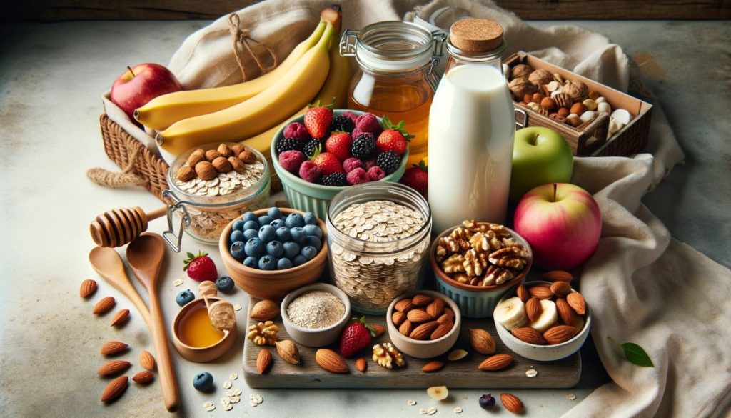 the ingredients for the overnight oats recipe
