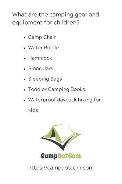 what are the camping gear and equipment for children