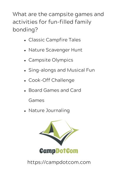 what are the campsite games and activities for fun filled family bonding