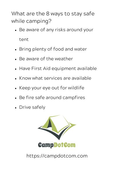 what are the 8 ways to stay safe while camping