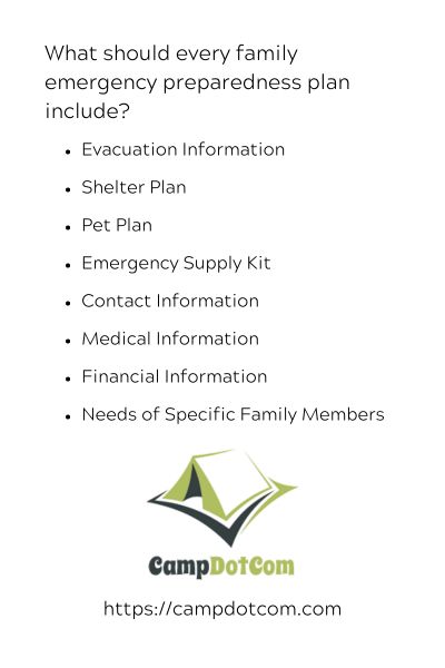 what should every family emergency preparedness plan include