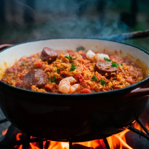 make ahead one pot campfire jambalaya