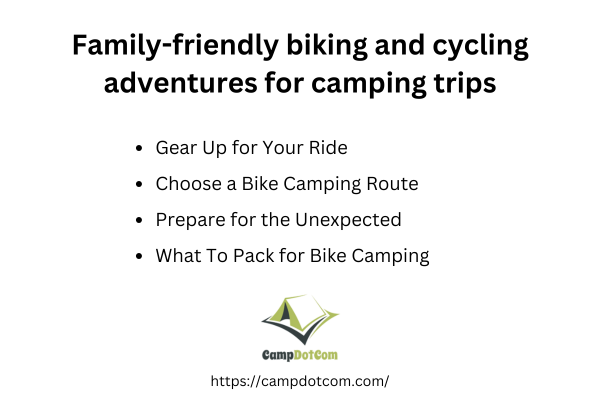 family friendly biking and cycling adventures for camping trips