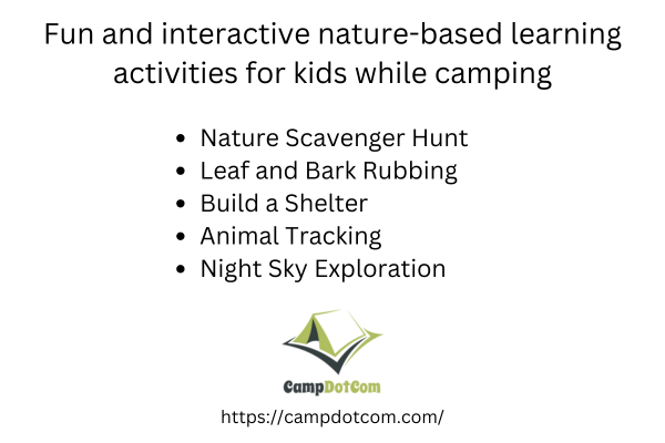 fun and interactive nature based learning activities for kid while camping