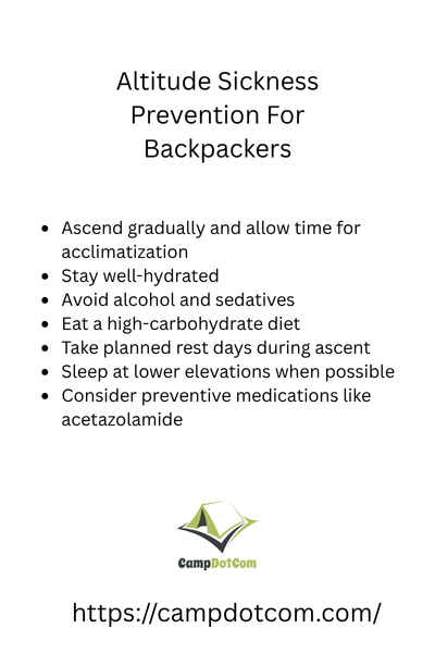 altitude sickness prevention for backpackers bullet points