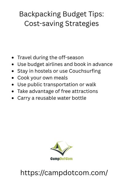 backpacking budget tips cost saving strategies bullet points