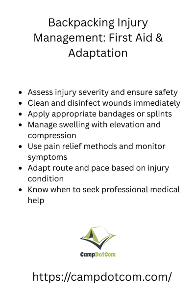 backpacking injury management first aid & adaptation bullet points