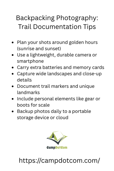 backpacking photography trail documentation tips bullet points
