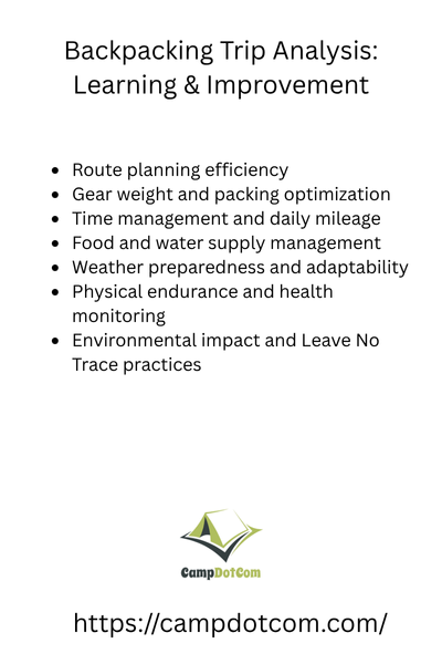 backpacking trip analysis learning & improvement bullet points