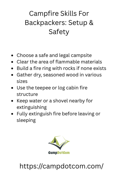 campfire skills for backpackers setup & safety bullet points