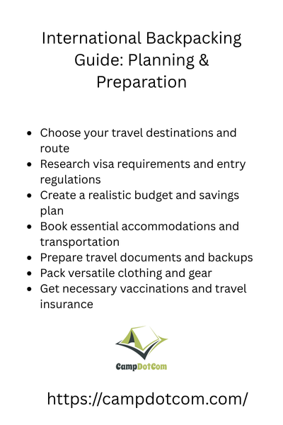 international backpacking guide planning & preparation with bullets