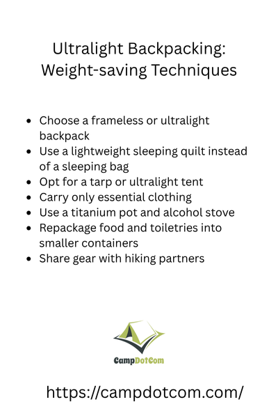 ultralight backpacking weight saving techniques with bullets