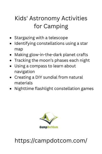 kids' astronomy activities for camping bullet points