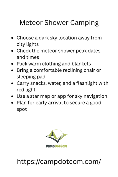meteor shower camping bullet points