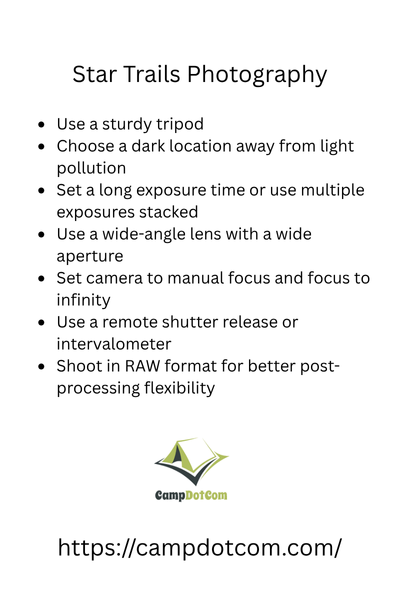 star trails photography bullet points