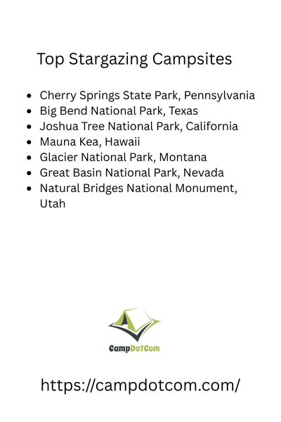 top stargazing campsites bullet points