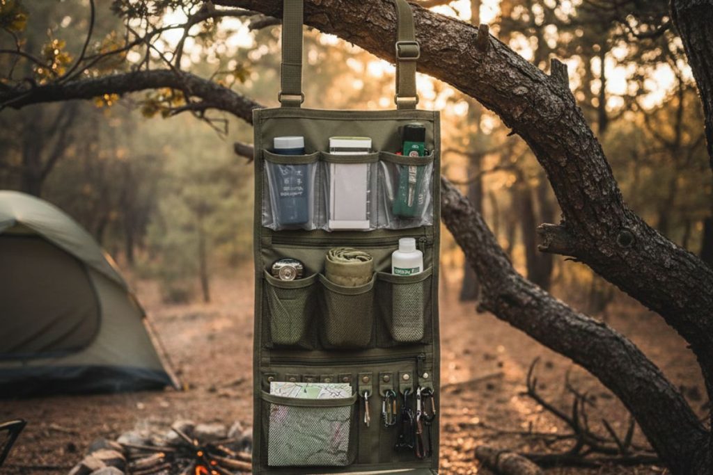 hanging organizer from tree